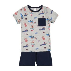 SCHIESSER Pyžamo  šedý melír / námořnická modř