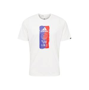 ADIDAS PERFORMANCE T-Shirt  bílá / tmavě fialová / ohnivá červená
