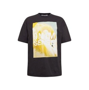 9N1M SENSE T-Shirt 'Yellow Flamingo'  černá / žlutá / světle šedá / bílá