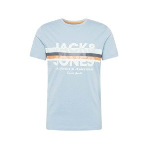 JACK & JONES Tričko  modrá / kouřově modrá / bílá / oranžová
