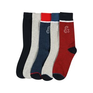 JACK & JONES Ponožky 'GARY'  tmavě modrá / světle šedá / tmavě červená