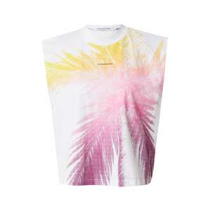 Calvin Klein Jeans Tričko  bílá / tmavě fialová / pink / žlutá