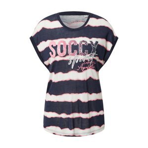 Soccx Tričko námořnická modř / světle růžová / stříbrná / bílá