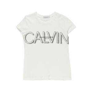 Calvin Klein Jeans Tričko  bílá / stříbrná / černá