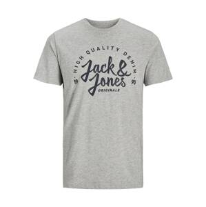 JACK & JONES Tričko 'Kimbel'  šedý melír / tmavě modrá
