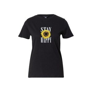 NEW LOOK Tričko 'STAY HAPPY' žlutá / černá / bílá