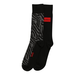 HUGO Ponožky  tmavě šedá / černá / světle červená / šedý melír