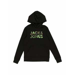 Jack & Jones Junior Mikina 'Soldier'  černá / světle zelená / khaki / svítivě zelená
