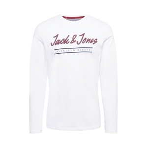 JACK & JONES Tričko 'HERRO'  bílá / tmavě červená / tmavě modrá