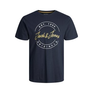 JACK & JONES Tričko  námořnická modř / zlatá / bílá