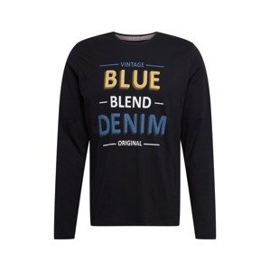 BLEND Tričko  černá / bílá / žlutá / marine modrá