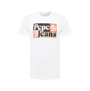 Pepe Jeans Tričko 'WELLS'  bílá / černá / oranžová