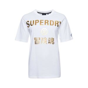 Superdry Tričko  zlatá / bílá