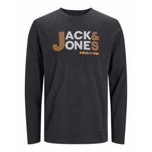 JACK & JONES Tričko  tmavě šedá / oranžová / bílá