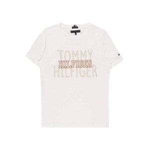 TOMMY HILFIGER Tričko  bílá / světle hnědá / hnědá