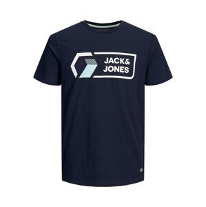 JACK & JONES Tričko 'Logan'  světlemodrá / tmavě modrá / bílá