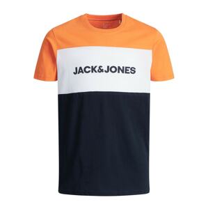 Jack & Jones Junior Tričko  oranžová / bílá / marine modrá