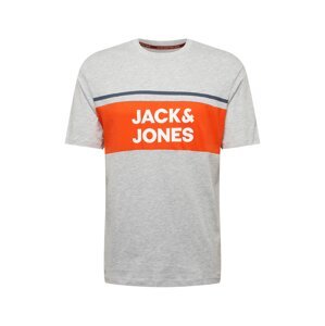 JACK & JONES Tričko 'CONRAD'  námořnická modř / šedý melír / oranžová / bílá