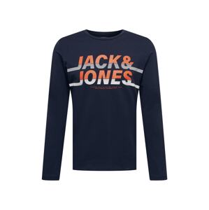 JACK & JONES Tričko 'Charles'  námořnická modř / oranžová / bílá