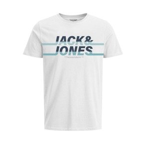 Jack & Jones Junior Tričko 'Charles'  bílá / námořnická modř / světlemodrá