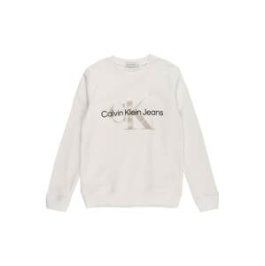 Calvin Klein Jeans Mikina  béžová / černá / barva bílé vlny
