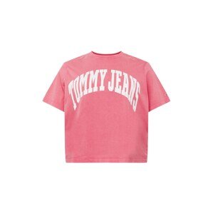 Tommy Jeans Curve Tričko  světle růžová / bílá
