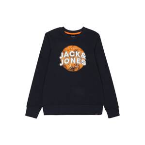 Jack & Jones Junior Mikina 'BLOOMER'  námořnická modř / oranžová / bílá