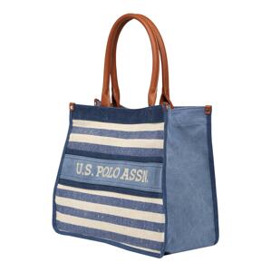 U.S. POLO ASSN. Nákupní taška 'El Dorado'  bílá / kouřově modrá / námořnická modř / hnědá
