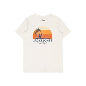 Jack & Jones Junior Tričko 'Palm'  bílá / oranžová / jasně oranžová / námořnická modř
