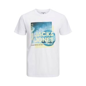 JACK & JONES Tričko 'Booster'  modrá / světle žlutá / bílá