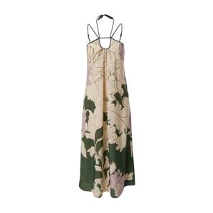 Sisley Letní šaty  písková / jedle / starorůžová / barva bílé vlny