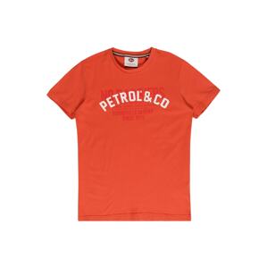 Petrol Industries Tričko  oranžově červená / bílá