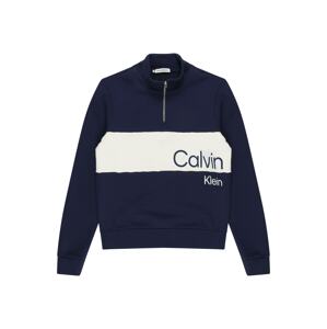 Calvin Klein Jeans Mikina  tmavě modrá / krémová