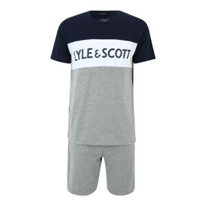 Lyle & Scott Pyžamo krátké 'STEVEN' námořnická modř / šedý melír / bílá
