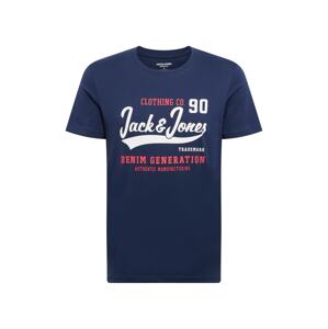 JACK & JONES Tričko  námořnická modř / světle červená / bílá