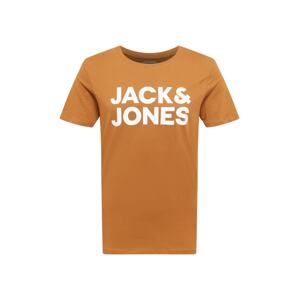 JACK & JONES Tričko  karamelová / bílá