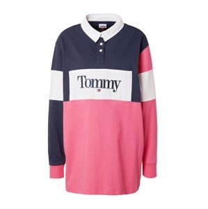 Tommy Jeans Tričko  noční modrá / světle růžová / bílá