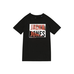 Jack & Jones Junior Tričko 'SCOTT'  šedý melír / oranžová / černá / bílá