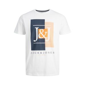 JACK & JONES Tričko 'Astha'  námořnická modř / oranžová / bílá
