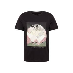 JACK & JONES Tričko tmavě zelená / růže / černá / bílá