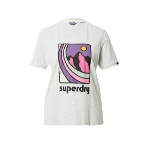 Superdry Tričko šedý melír / fialová / růžová / černá